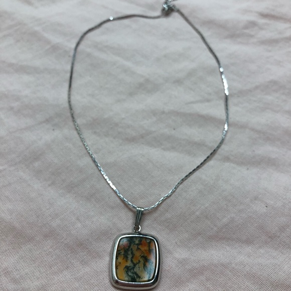 Jewelry - ✨3/$15 SALE, Silver Necklace with Marble Pendant✨